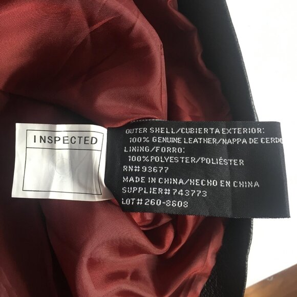 Worthington Jacket Womens XL Black Leather Zip Front Burgundy Lined Classic - Picture 8 of 16
